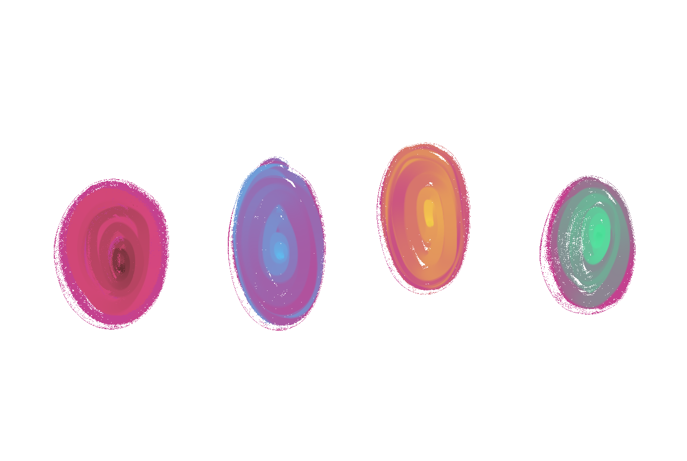 four portals, red blue yellow green.